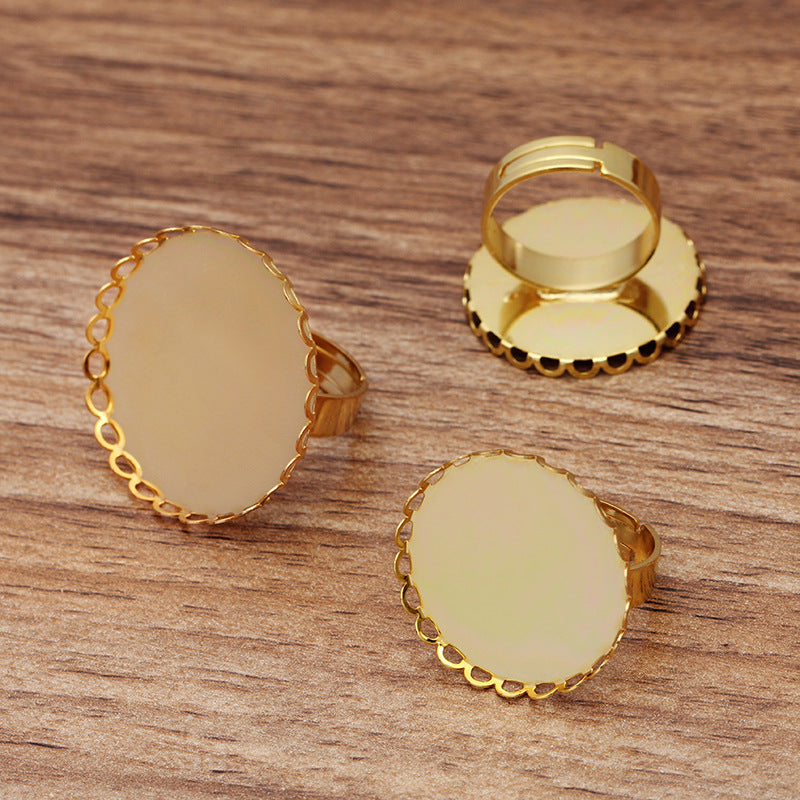 100 bague de coupe de lunette de bord de pétoncle 18KGP 25mm 30mm cabochon rond Base vierge réglage de pierres précieuses