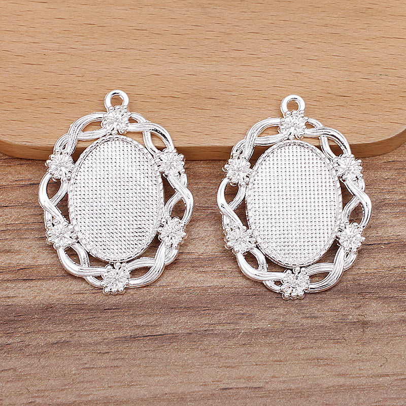 30 ovale Charm-Anhänger, 18 kgp, 18 x 25 mm, Cabochon, leere Basis, Edelsteinfassung