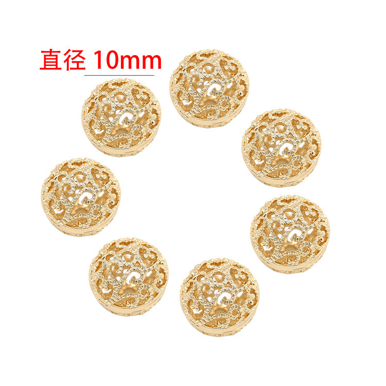 10 perles rondes creuses 14K GF, breloque en cuivre, entretoise de perles