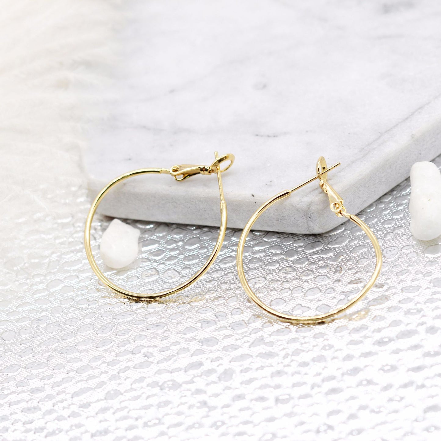 4 boucles d'oreilles grand cercle uni 14K GF Earing