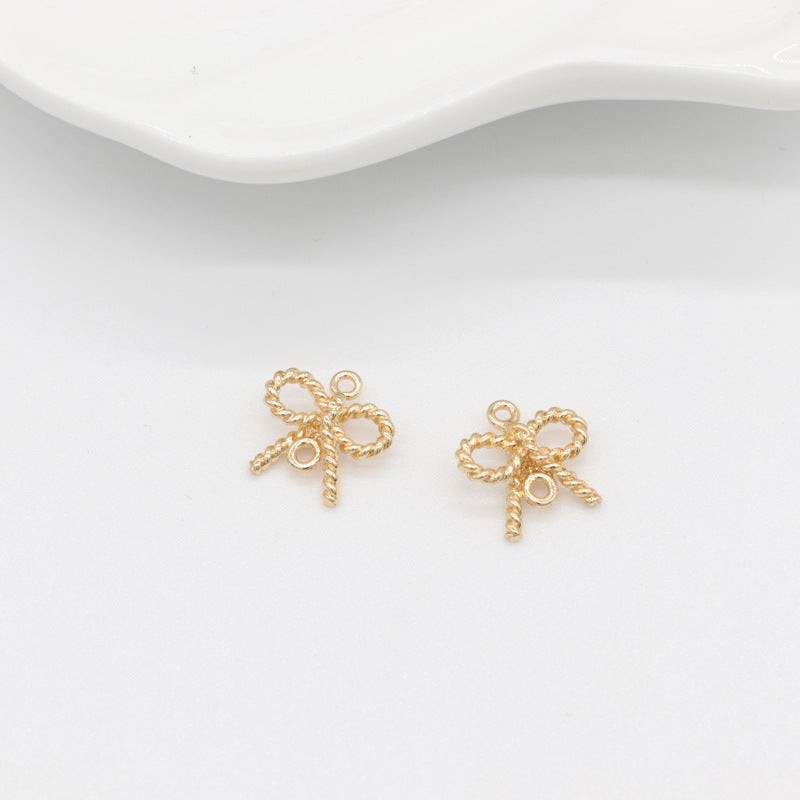 2 connecteurs de charme Bowknot à double boucle 14K GF