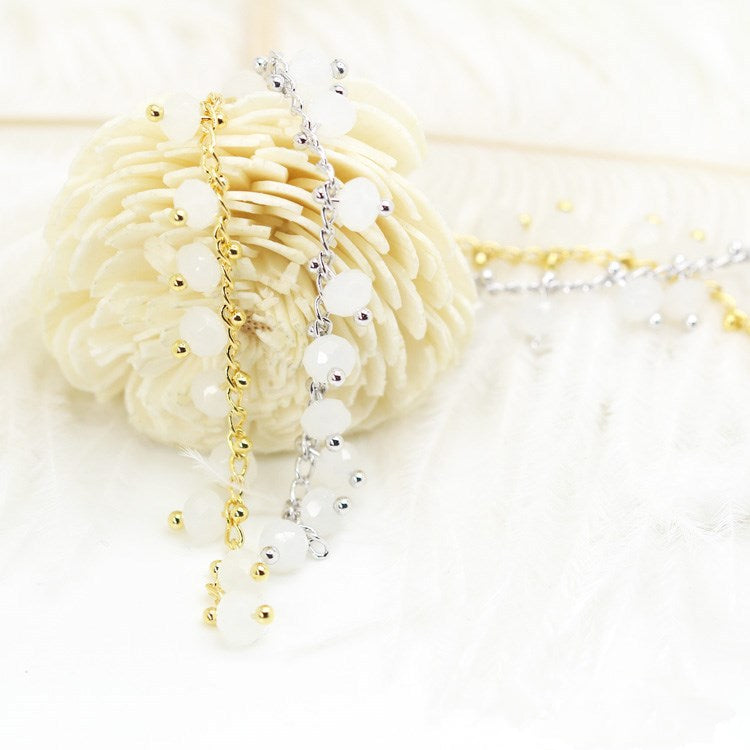 Chaîne de charme de perles à facettes de 2 mètres, ornée de strass 14K GF