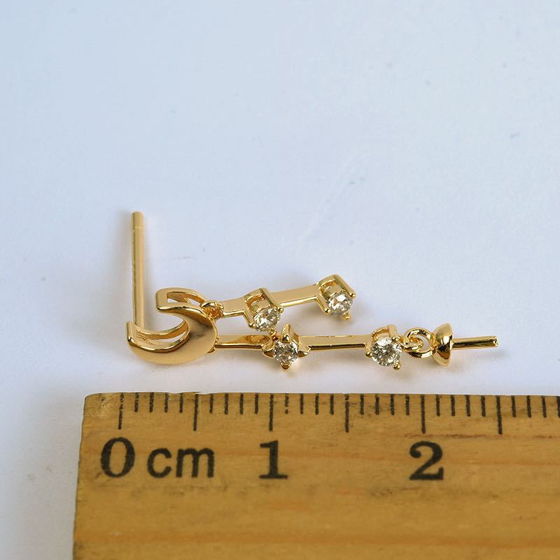 20 Mond-Quasten-Ohrstecker, Strass verziert, 14-karätige GF-Ohrringe, halbgebohrte Perlen, Rohling