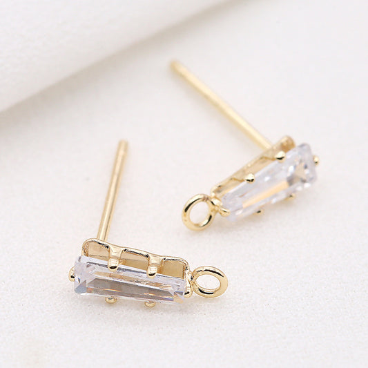 4 boucles d'oreilles trapézoïdales avec boucle 14K GF strass embellies
