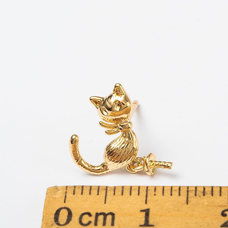 20 Katzen-Ohrstecker, 14 K GF, halbgebohrte Perlen, blanko
