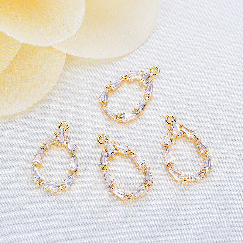 20 pendentif à breloque cercle goutte d'eau strass embelli 14K GF