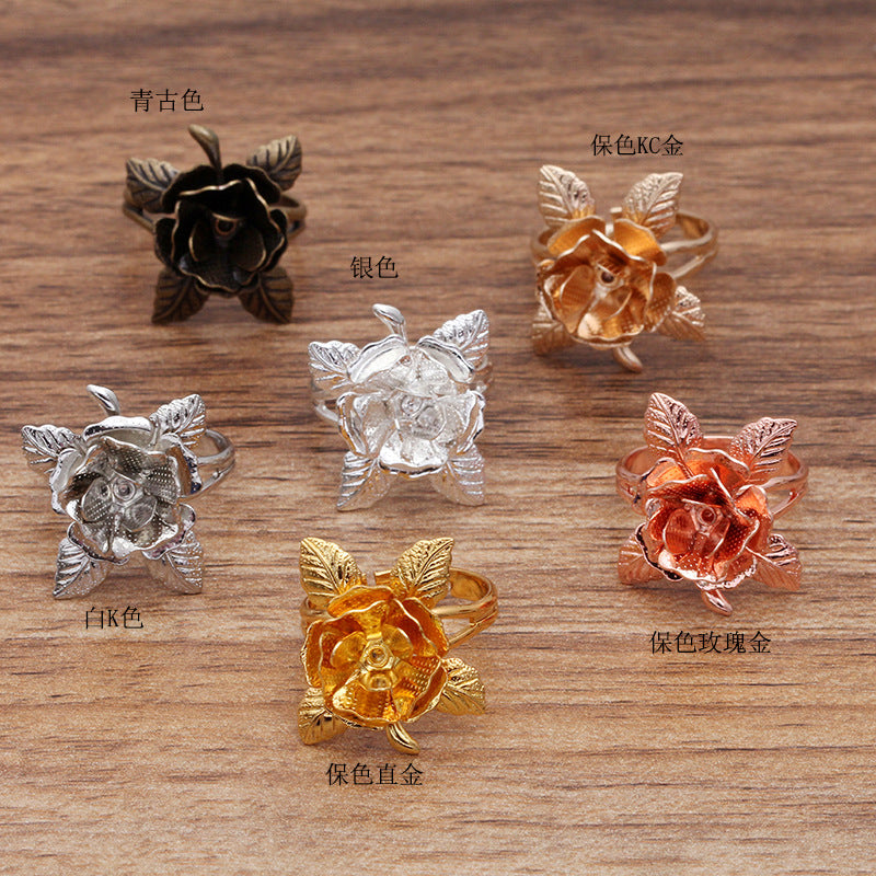 100 Filigree Floral Charm Openable Circle Ring 18KGP 6mm Round Nonporous Blank Base Gemstone Setting