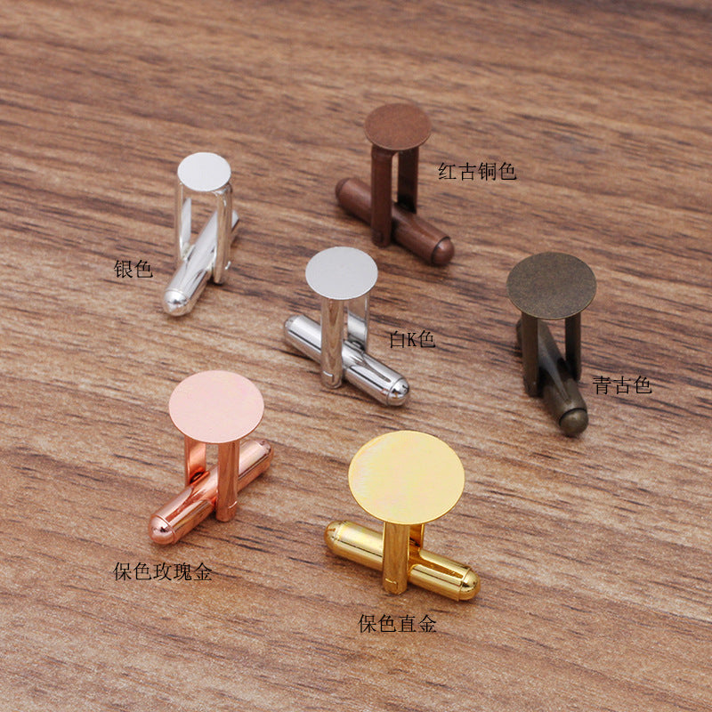 Boutons de manchette à lunette plate, 20 pièces, 18KGP, 6mm, 8mm, 10mm, 12mm, cabochon rond, Base vierge, réglage des pierres précieuses