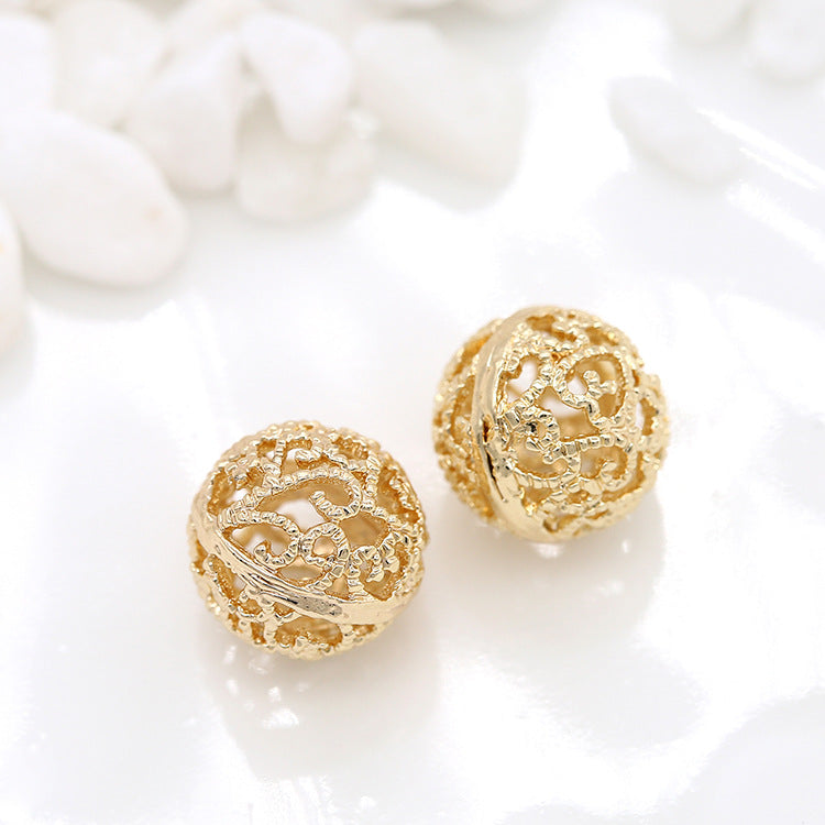 10 perles rondes creuses 14K GF, breloque en cuivre, entretoise de perles