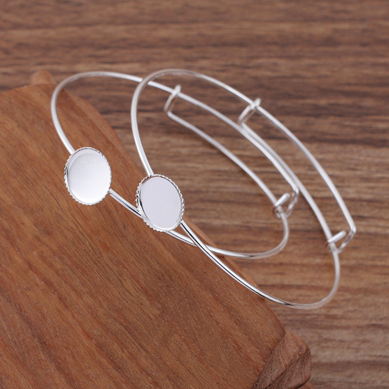 10 gezackte Kanten, schlichter, verstellbarer Kreis-Armreif, 18 kg, 12 mm, runde Cabochon-Rohlingsbasis, Edelsteinfassung