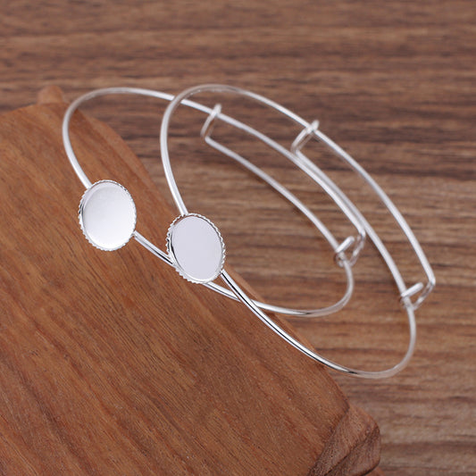 10 gezackte Kanten, schlichter, verstellbarer Kreis-Armreif, 18 kg, 12 mm, runde Cabochon-Rohlingsbasis, Edelsteinfassung