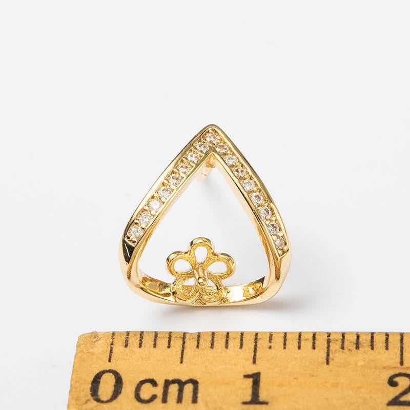10 florale Wassertropfen-Kreis-Ohrstecker mit Strasssteinen, 14K GF-Ohrring, halbgebohrte Perle, Rohling