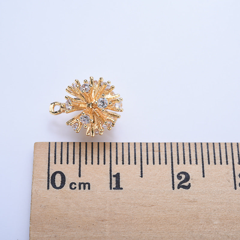 20 pendentif à breloque boule florale strass embelli 14K GF