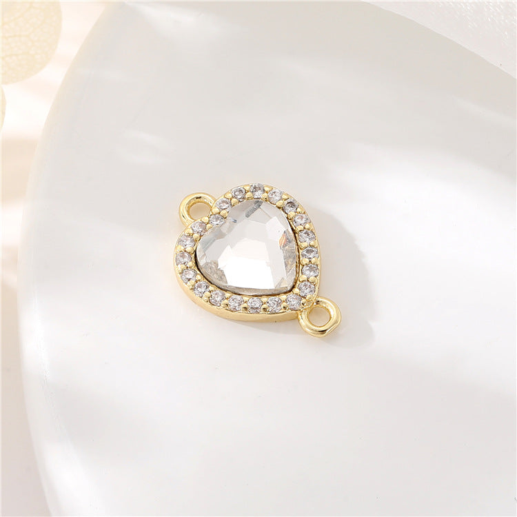 2 Double boucle étoile papillon coeur lune diamant charme connecteur strass embelli 14K GF