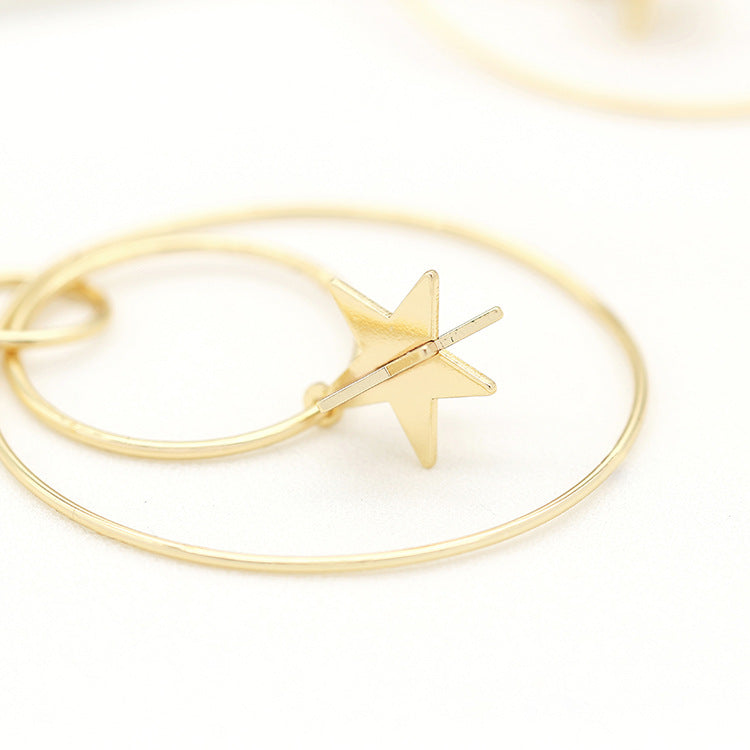 Boucles d'oreilles à tige avec 4 breloques rondes en forme d'étoile, 14 carats, GF
