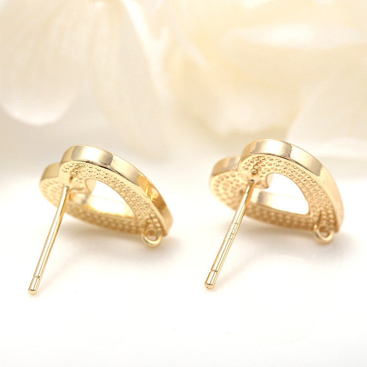 4 Herz-Kreis-Ohrstecker mit Malachit-Muschelverzierung, 14-Karat-GF-Ohrring