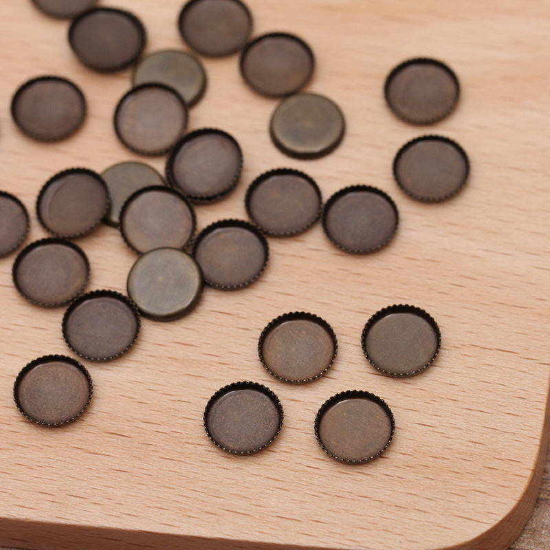 100 Serrated Edge Bezel Cup Charm Flat Back Settings Antique Bronze 8mm - 30mm Round Cabochon Rhinestone Zircon Gemstone Blank Base