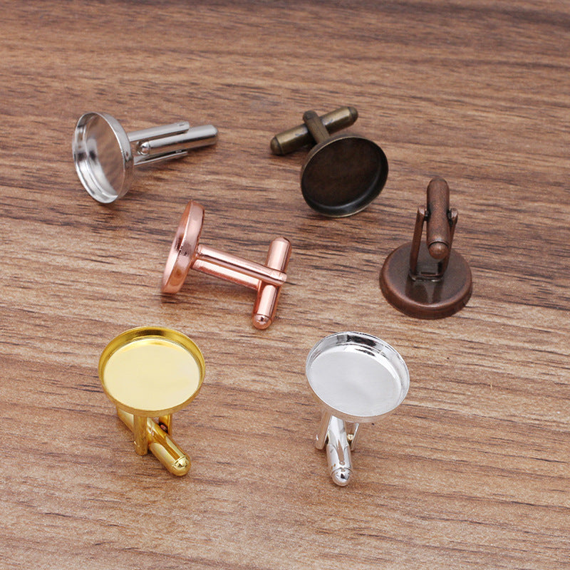 200 High Edge Bezel Cup Cufflink 18KGP 16mm Round Cabochon Blank Base Gemstone Setting