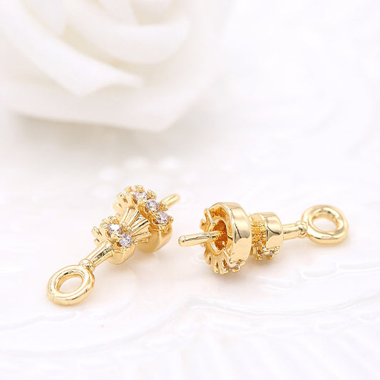 2 cônes pendentif à breloque strass embelli 14K GF perle semi-percée perle vierge