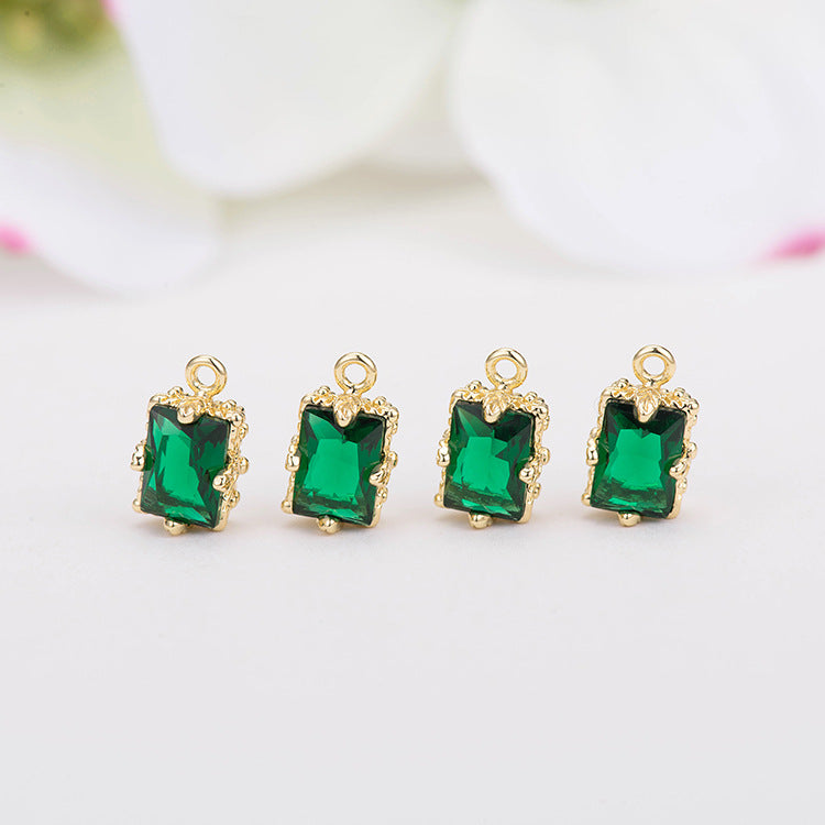 10 pendentifs à breloque rectangulaires, connecteur à Double boucle, ornés de strass, 14K GF