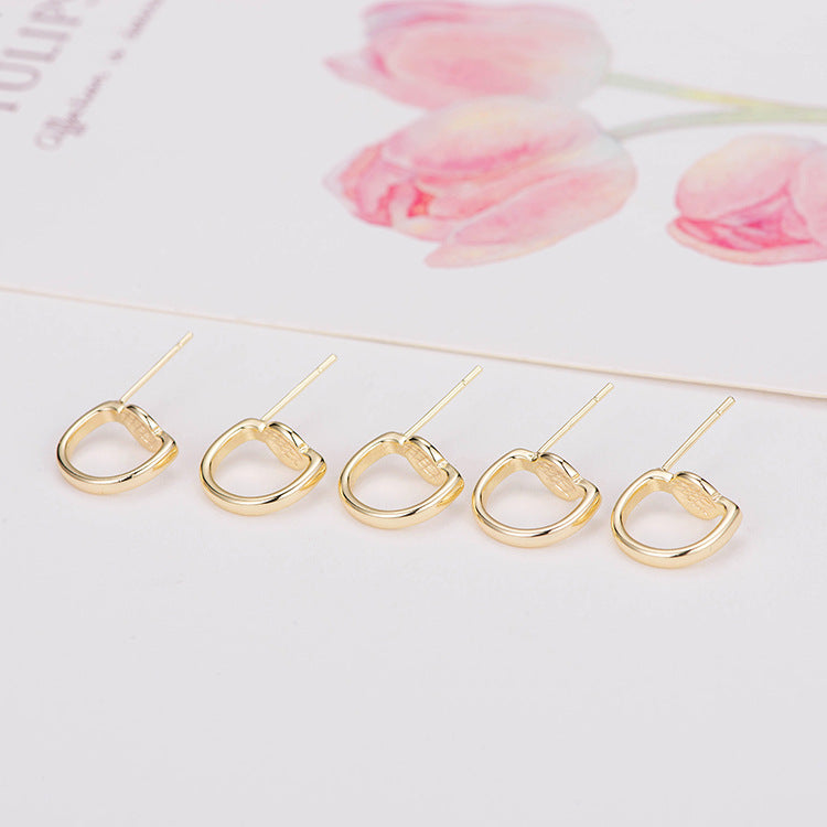 Boucles d'oreilles à 4 cercles ronds avec coussinets, 14 carats GF