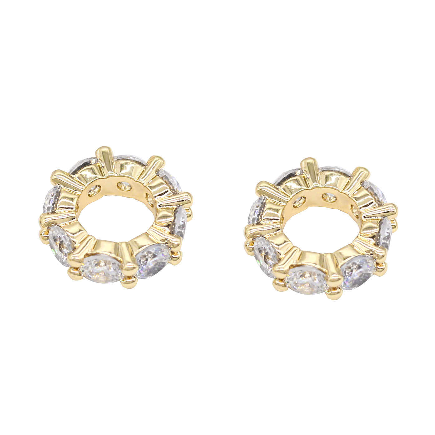 10 runde Ring-Charm-Anhänger mit Strasssteinen, 14 Karat GF