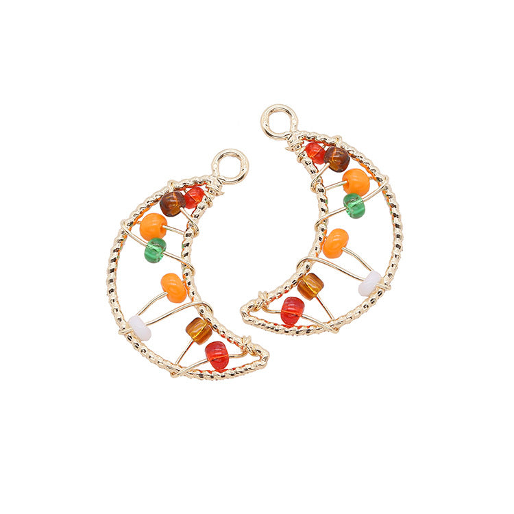 2 fils enveloppés Lune Triangle Coeur Olive Cercle Charme Pendentif Résine Embelli 14K GF