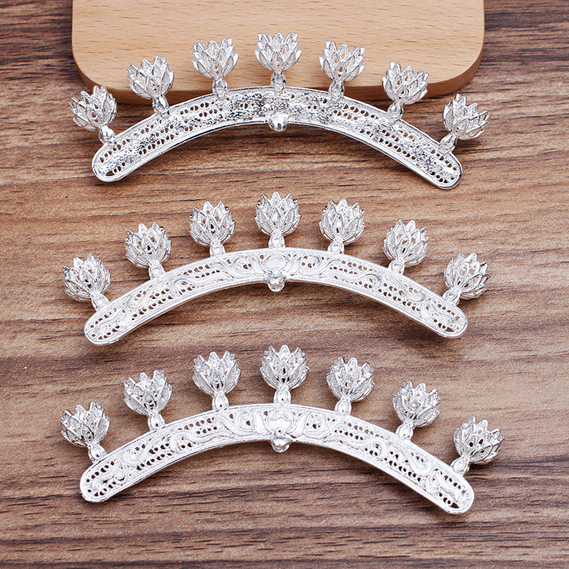 10 Bent Multi Floral Charm Pendant 18KGP 6mm Round Bead Blank Gemstone Beads Setting