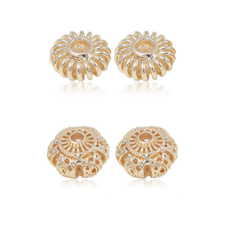 10 minuscules perles rondes creuses, pièce d'espacement de perles en cuivre 14K GF