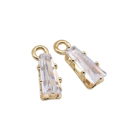 10 pendentif à breloque trapèze orné de strass 14K GF