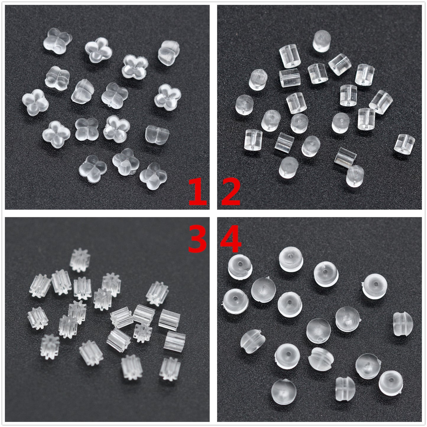100 Zylinder Clover Gear Trommelpfosten Silikon-Silikagel-Ohrring-Rückenstopper