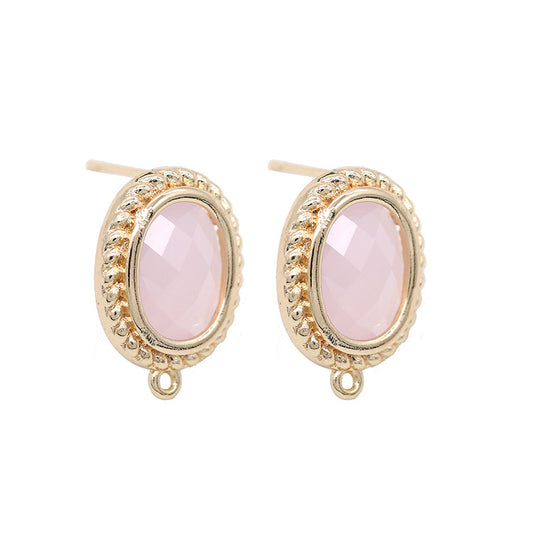 4 boucles d'oreilles ovales avec boucle 14K GF strass embellies