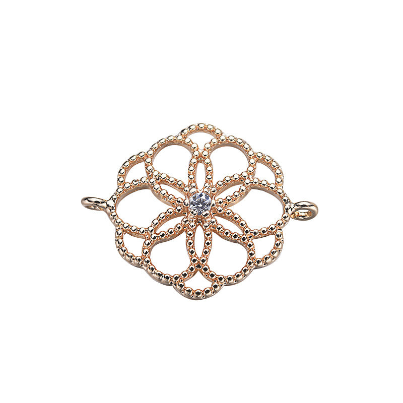 20 connecteurs de charme floral creux à double boucle ornés de strass 14K GF