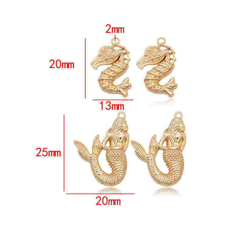 2 Searhorse Charm-Anhänger 14K GF
