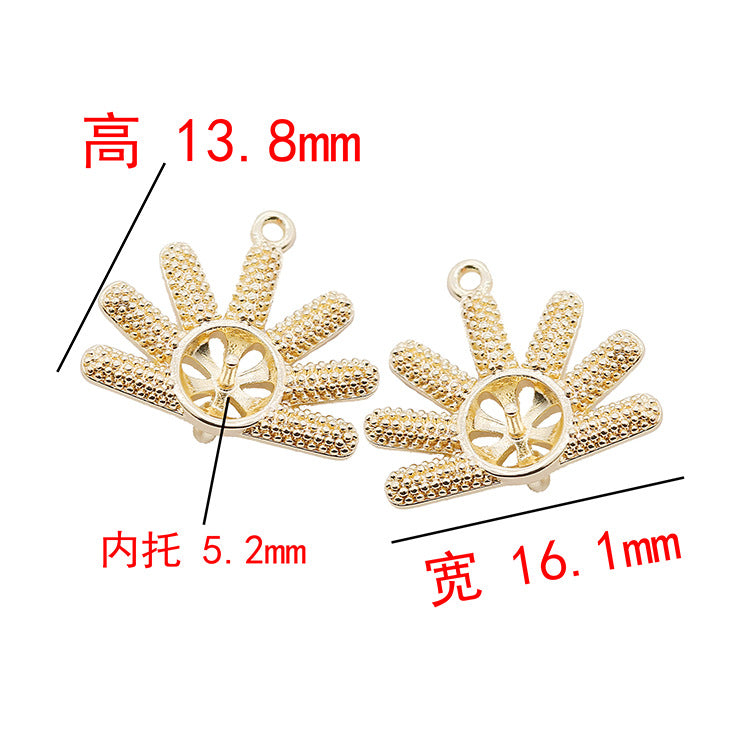 2 connecteurs de charme floral à double boucle 14K GF perle à moitié percée vierge