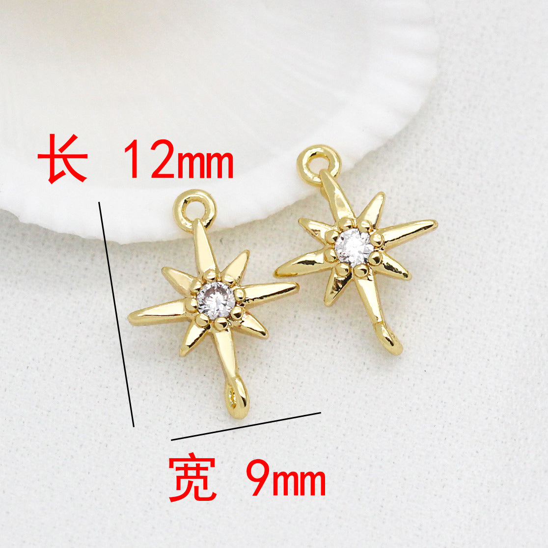 20 connecteurs de charme étoile à double boucle ornés de strass 14K GF