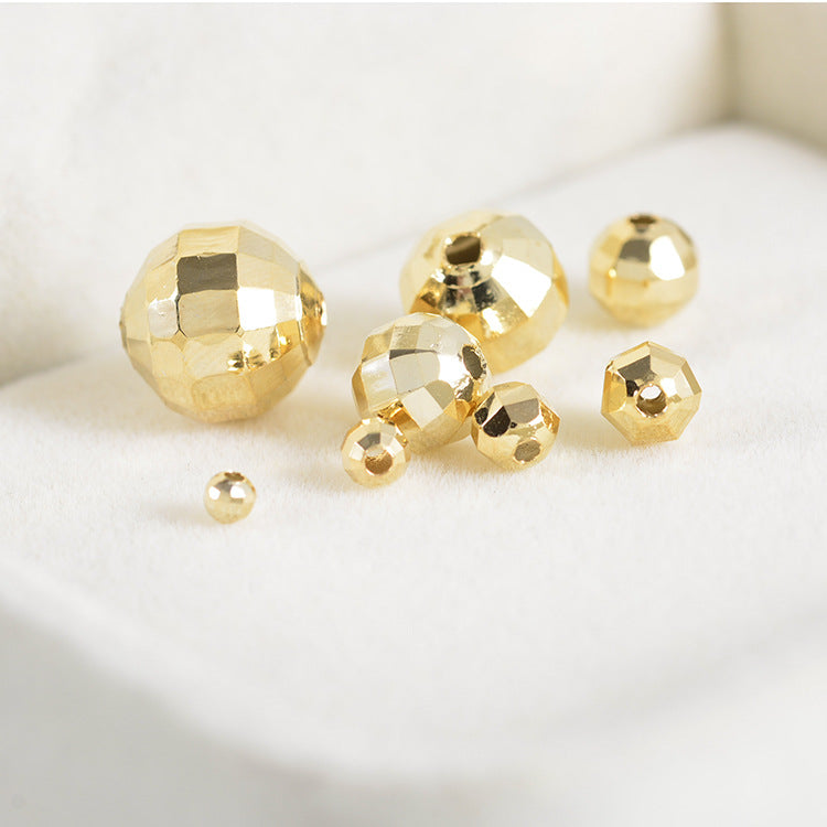 Bulk 100 Tiny Faceted Round Bead Piece 14K GF Copper Charm Beadwork Spacer