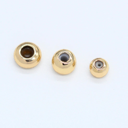 50 perles de positionnement rondes, breloques en Silicone 14K GF, entretoise de perles