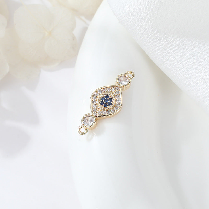 2 Double boucle rectangle étoile de mer oeil carré coeur charme connecteur strass embelli 14K GF