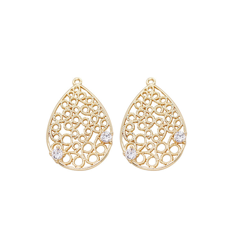 5 pendentif à breloque goutte d'eau creuse strass embelli 14K GF