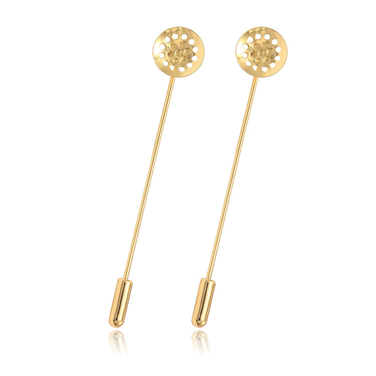 10 broches longues unies 14K GF, Cabochon plat creux, vierge