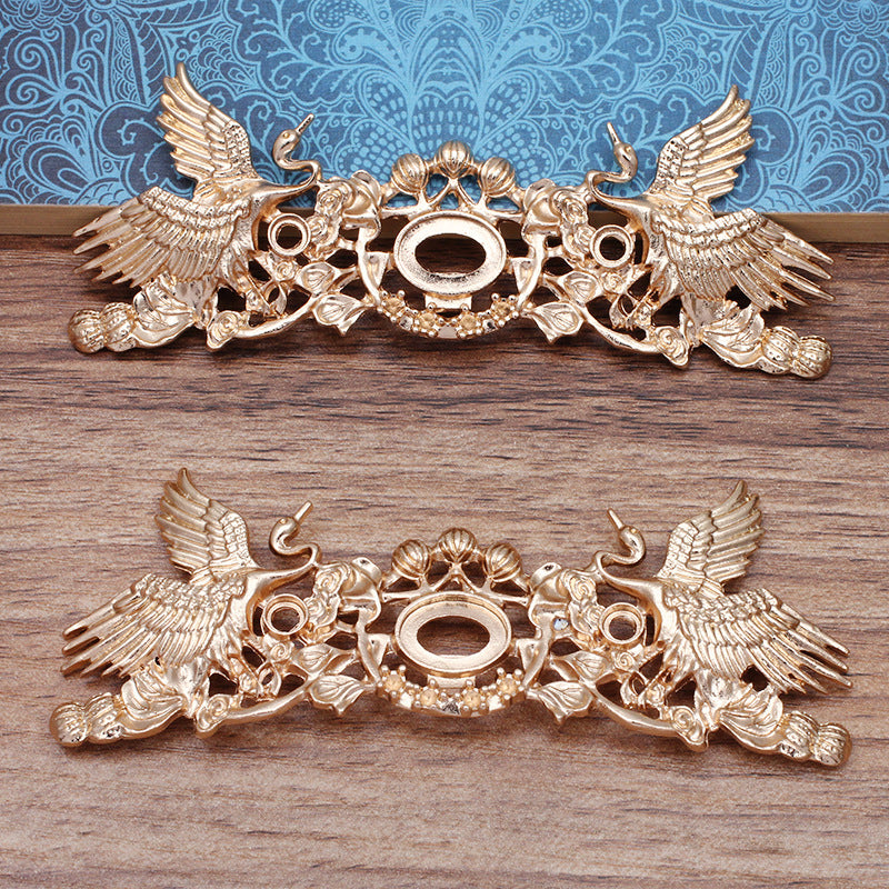 5 Phoenix Floral Charm Haarbandschnalle 18KGP 5mm 10x15mm Rund Oval Cabochon Rohling Edelstein Stück Fassung