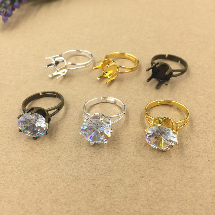 200 Zircon Inlayed Six Claw Ring 18KGP 8mm 10mm Rhinestone