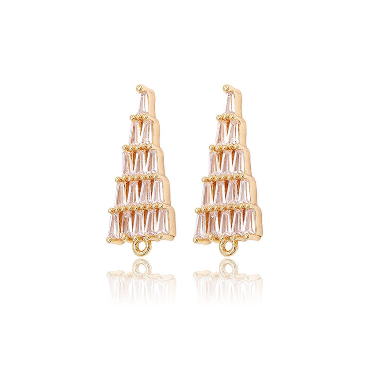 Pendentif à breloque à 2 cônes orné de strass 14K GF