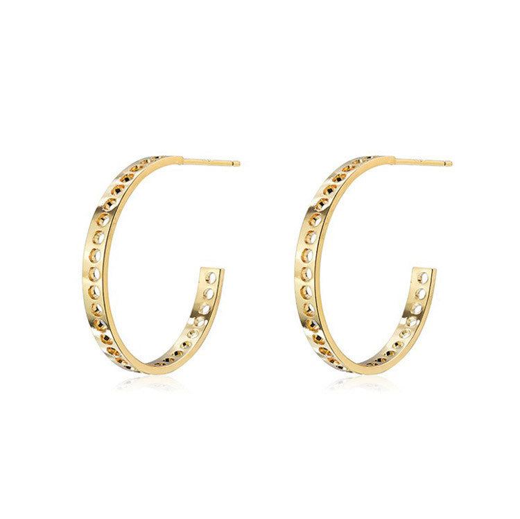 10 boucles d'oreilles à tige en demi-cercle à trous multiples 14K GF Earing