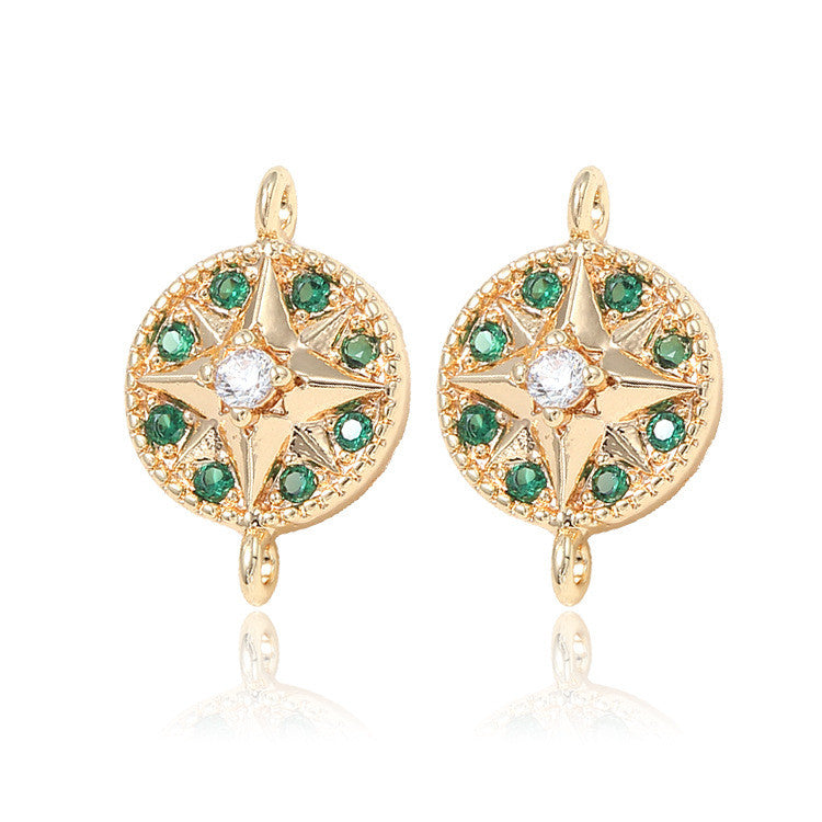 2 connecteurs de charme étoile à double boucle ornés de strass 14K GF