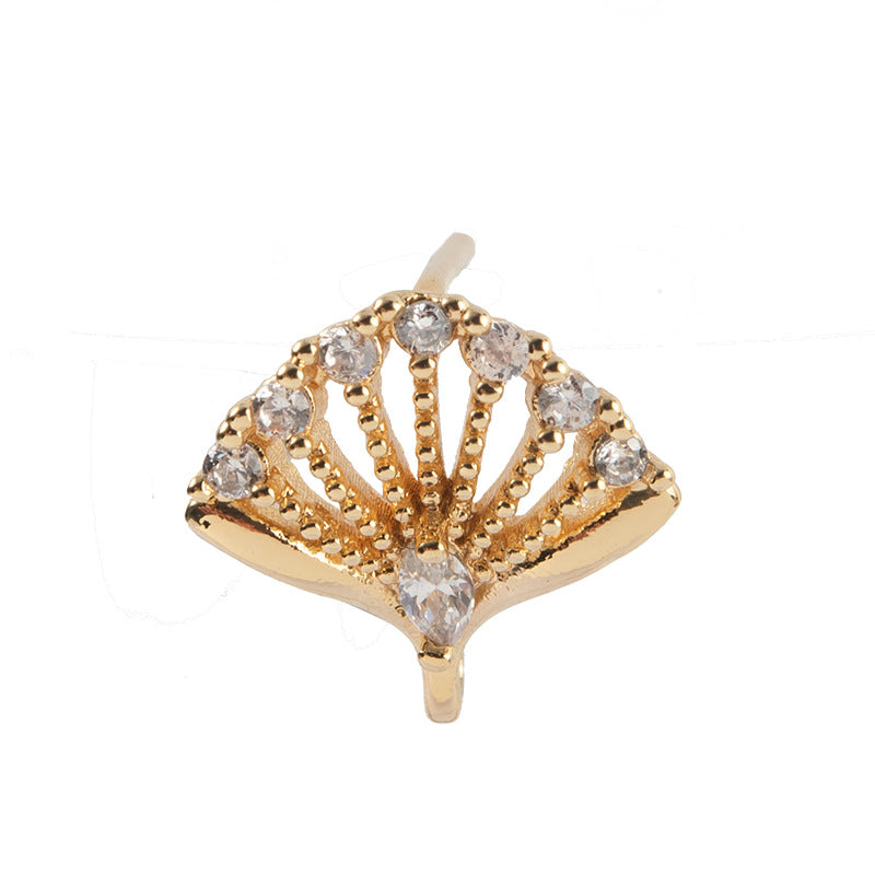 20 boucles d'oreilles à tige en forme d'éventail avec boucle 14K GF ornées de strass