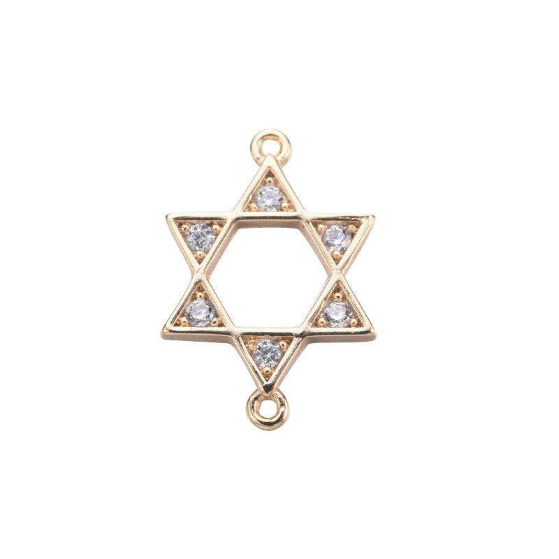 20 connecteurs de charme David Star à double boucle ornés de strass 14K GF
