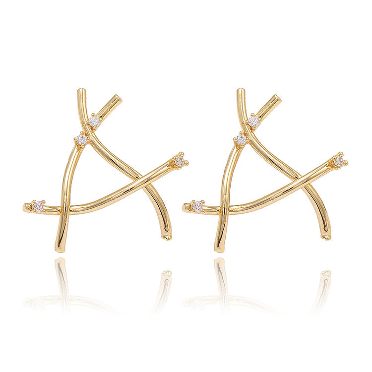 2 pendentifs à breloque triangle torsadés ornés de strass 14K GF