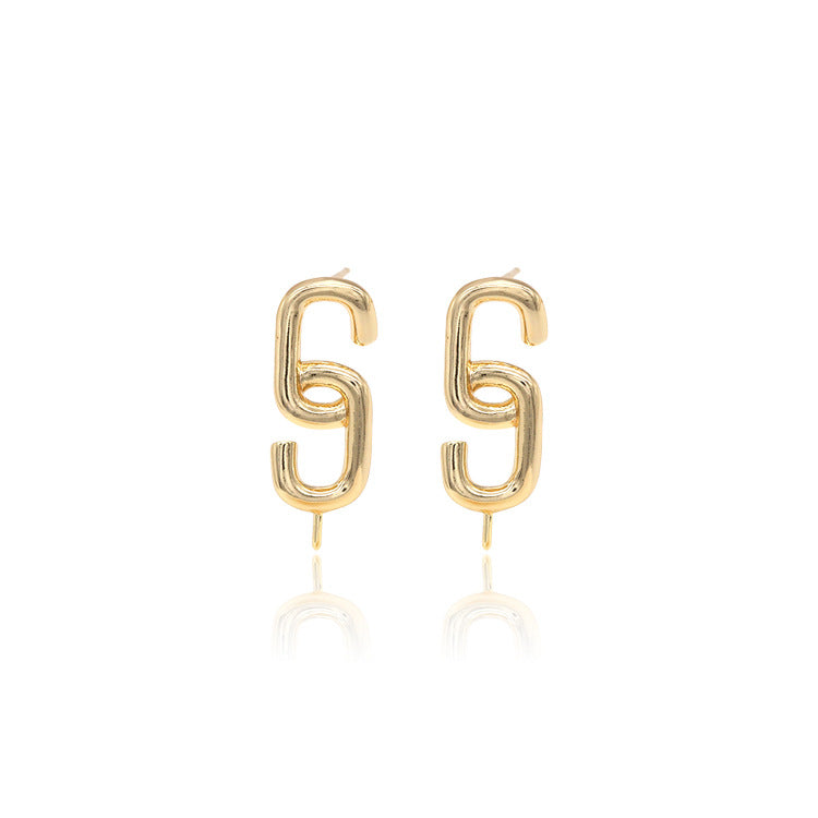 4 boucles d'oreilles à tige Double C 14K GF, perle semi-percée, vierge